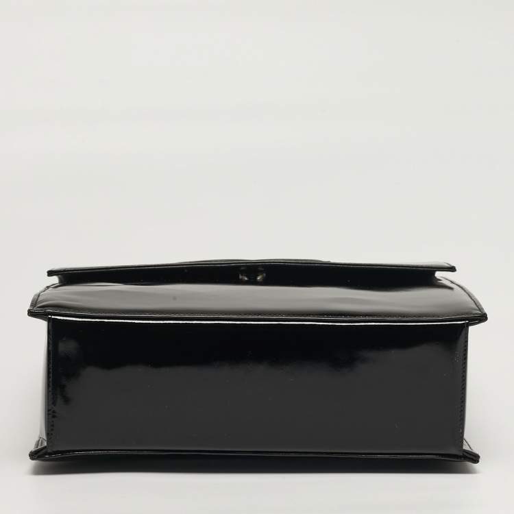 Pre Owned Chanel CC Black Patent and Leather Chain Top Handle Bag