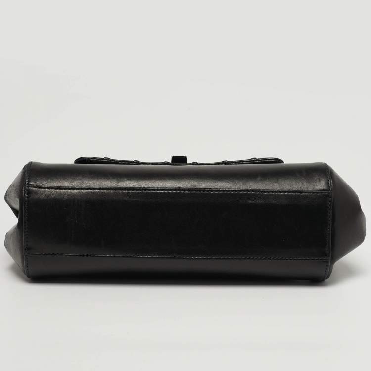 Pre Owned Chanel Accordion Black Vertical Quilted Leather Flap Bag