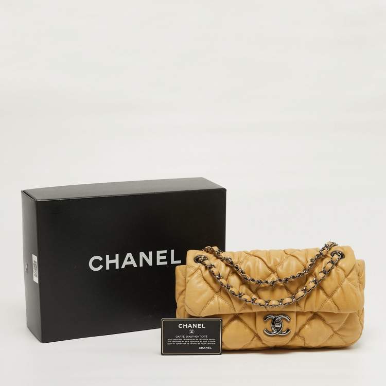 Pre Owned Chanel Small Yellow Bubble Quilted Leather Flap Bag