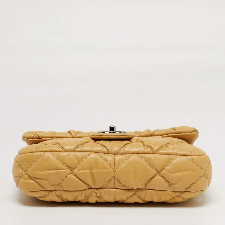 Pre Owned Chanel Small Yellow Bubble Quilted Leather Flap Bag