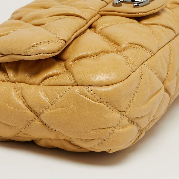 Pre Owned Chanel Small Yellow Bubble Quilted Leather Flap Bag