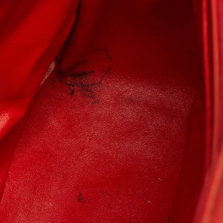 Pre Owned Chanel Classic Single Flap Jumbo Orange Chevron Patent Leather Shoulder Bag