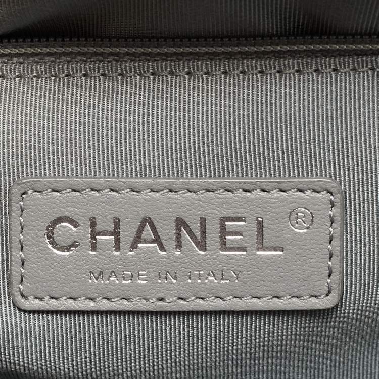 Pre Owned Chanel Boy Large Burgundy Quilted Lambskin Leather Flap Bag