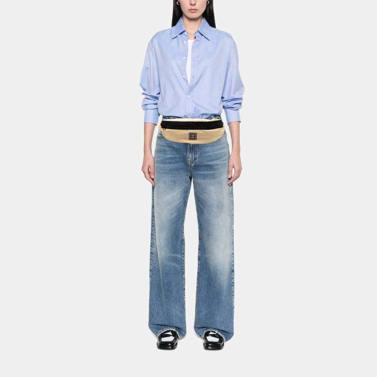 Pre Owned Chanel Black/Beige Nylon CC Sport Line Belt Bag