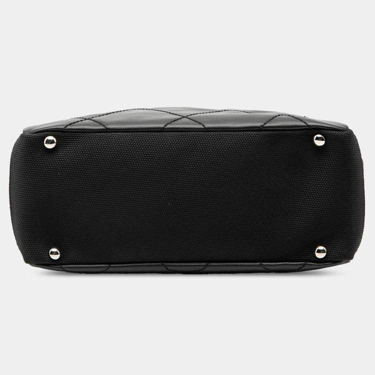 Pre Owned Chanel Black Small Quilted Coated Canvas Paris Biarritz Tote