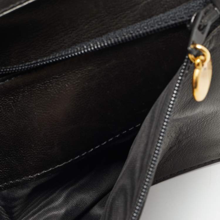 Pre Owned Chanel CC Timeless Black Patent Leather Trifold Wallet