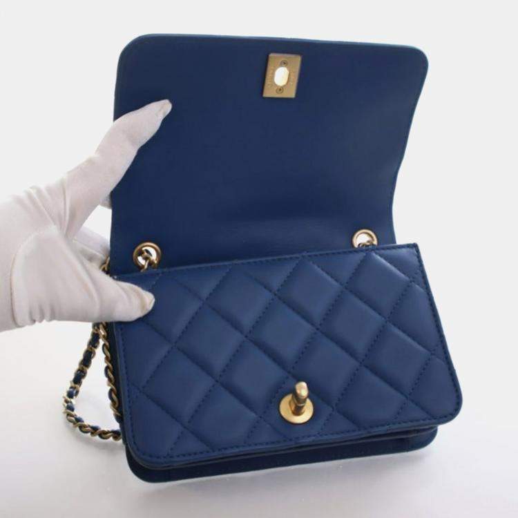 Pre Owned Chanel Mini Aged Calfskin CC Full Flap Bag