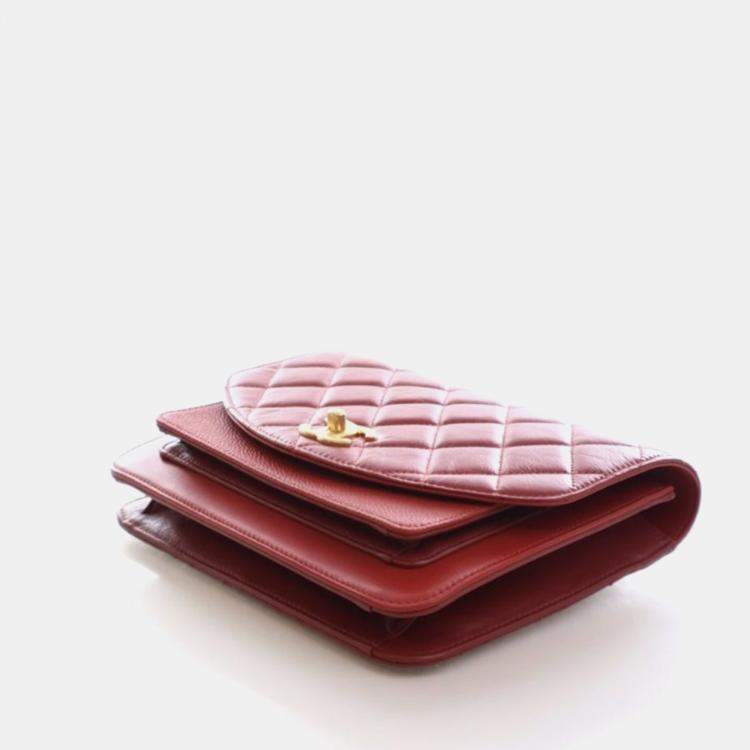 Pre Owned Chanel Small Aged Calfskin Chain Handle Flap Bag