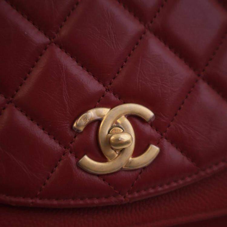 Pre Owned Chanel Small Aged Calfskin Chain Handle Flap Bag