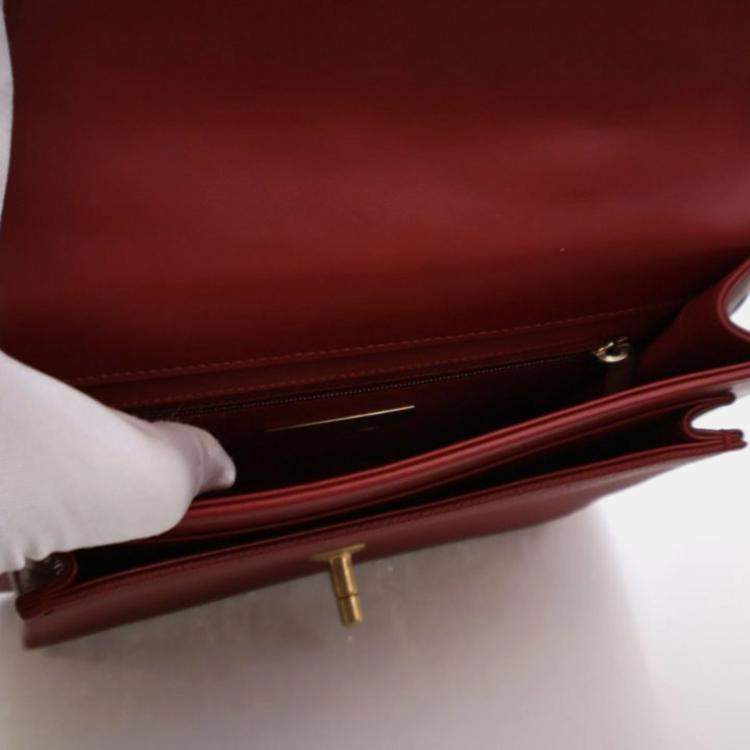 Pre Owned Chanel Small Aged Calfskin Chain Handle Flap Bag