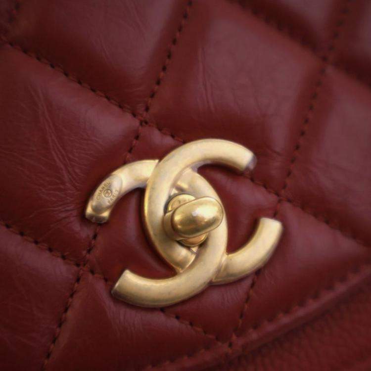 Pre Owned Chanel Small Aged Calfskin Chain Handle Flap Bag