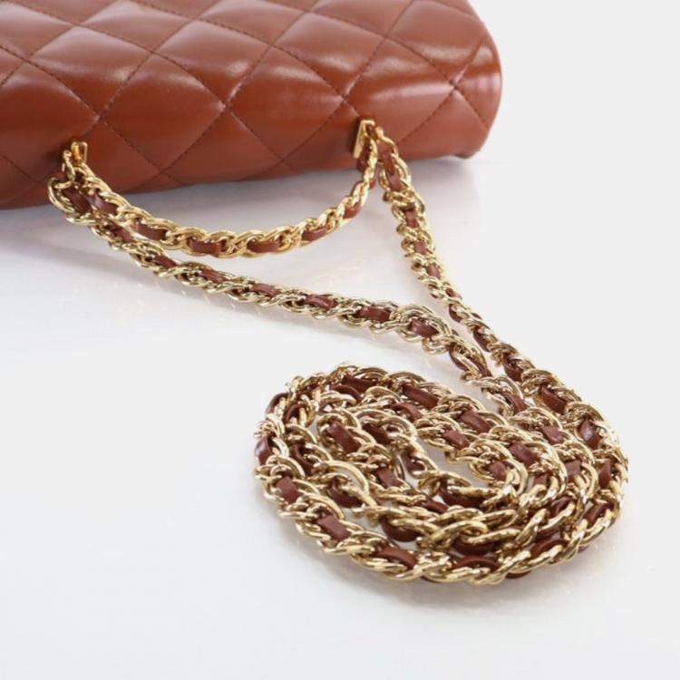 مملوكة مسبقًا Chanel Medium Shiny Lambskin Golden Links Top Handle Flap Bag