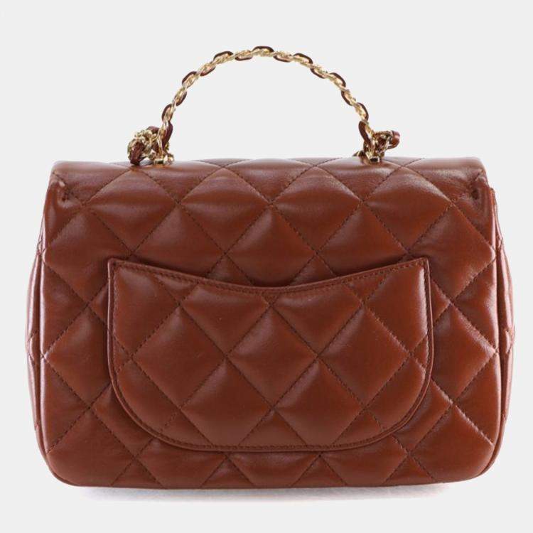 مملوكة مسبقًا Chanel Medium Shiny Lambskin Golden Links Top Handle Flap Bag