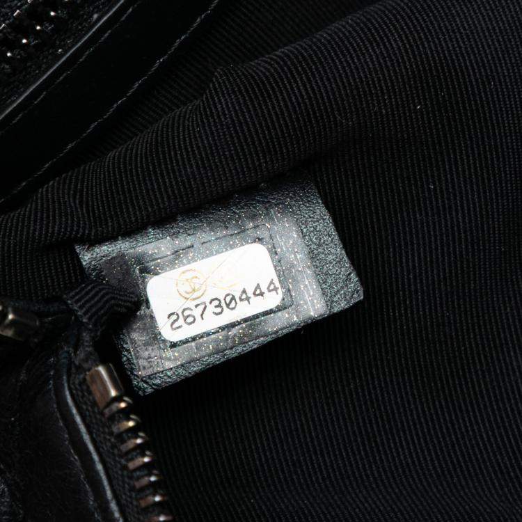 Pre Owned Chanel Black Medium Quilted Aged Calfskin Chain Tassel O Case Clutch