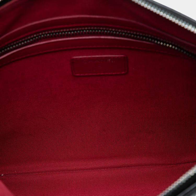 Pre Owned Chanel Black Medium Aged Calfskin Gabrielle O Case Clutch