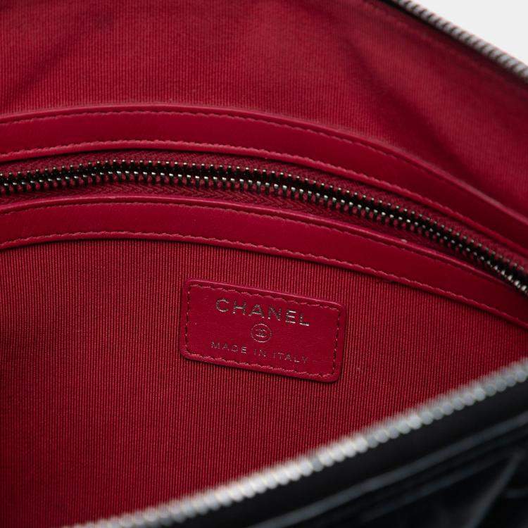 Pre Owned Chanel Black Medium Aged Calfskin Gabrielle O Case Clutch