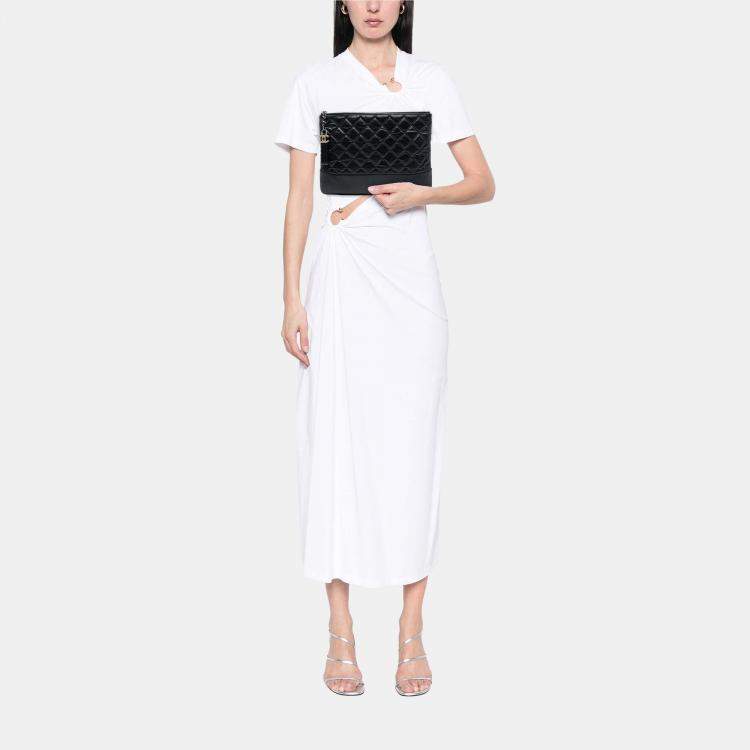 Pre Owned Chanel Black Medium Aged Calfskin Gabrielle O Case Clutch