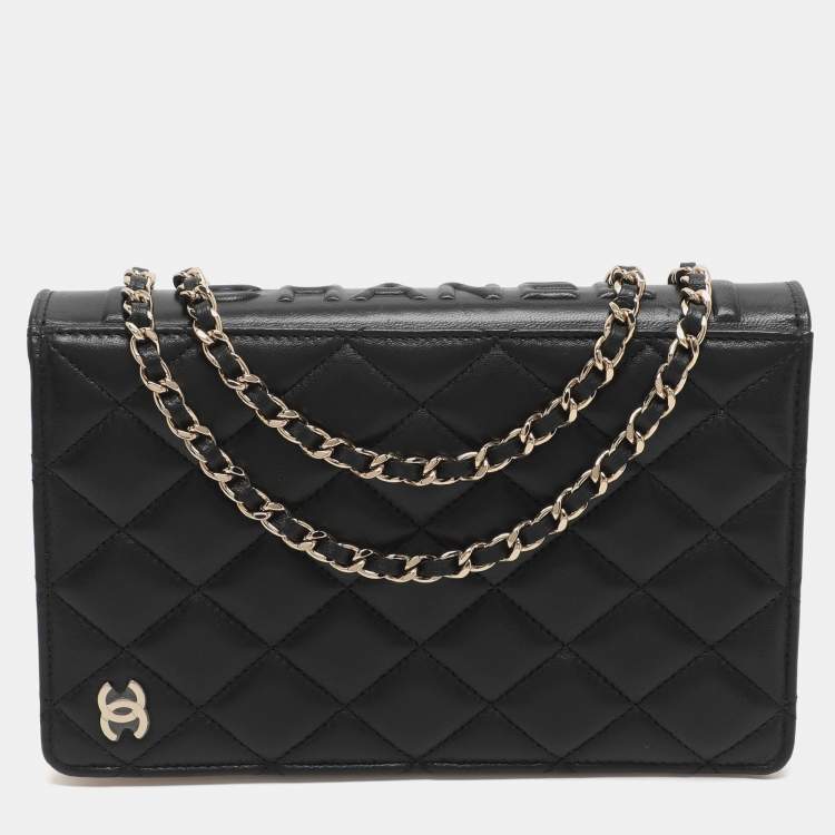 Pre Owned Chanel CC Book Black Quilted Leather Clutch Bag