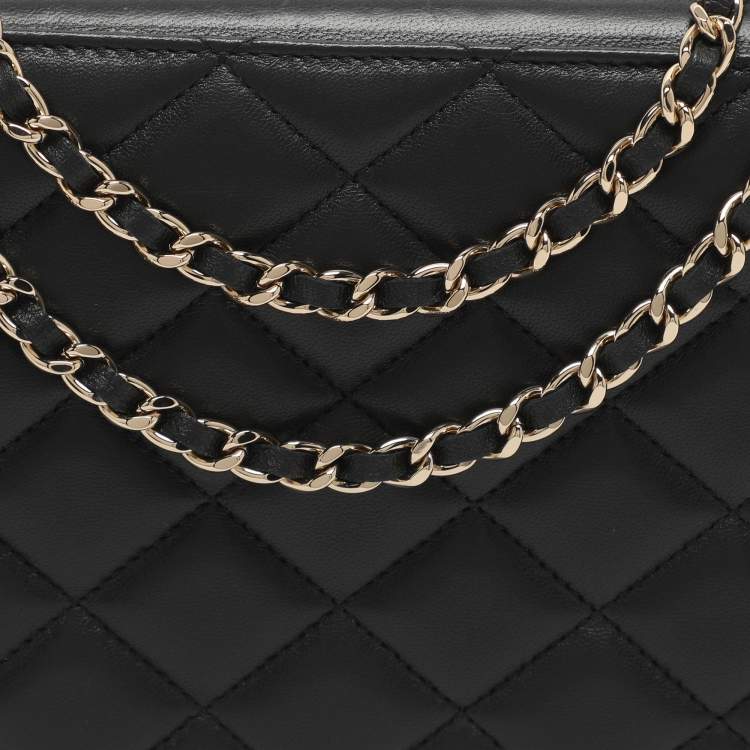 Pre Owned Chanel CC Book Black Quilted Leather Clutch Bag