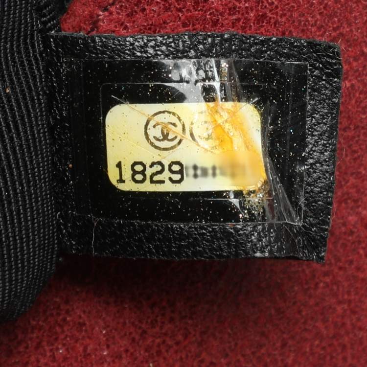 Pre Owned Chanel Boy Large Burgundy Chesterfield Quilted Nubuck Leather Flap Bag