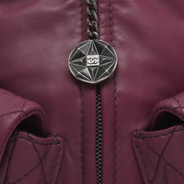 Pre Owned Chanel Backpack Is Back Mini Purple Leather Backpack