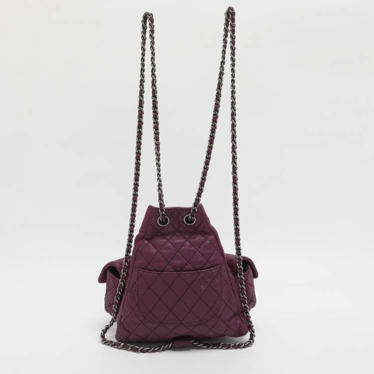 Pre Owned Chanel Backpack Is Back Mini Purple Leather Backpack