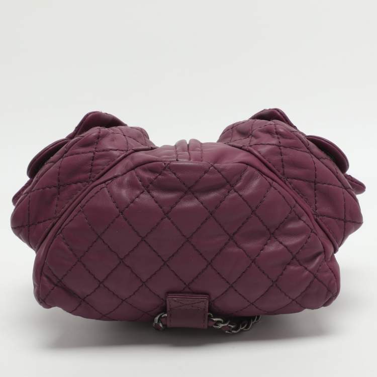 Pre Owned Chanel Backpack Is Back Mini Purple Leather Backpack