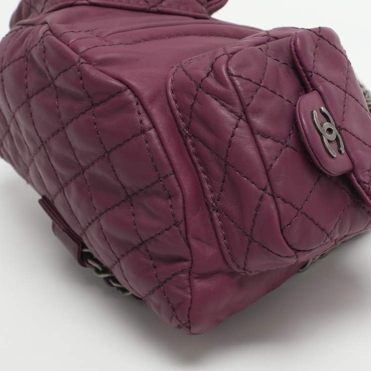 Pre Owned Chanel Backpack Is Back Mini Purple Leather Backpack