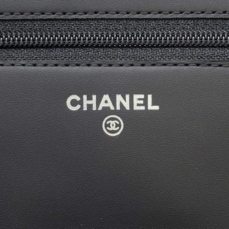Pre Owned Chanel Cambon Black Lambskin Leather Wallet on Chain Bag