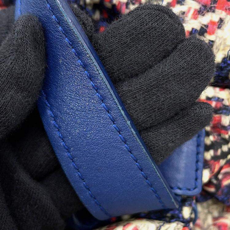 Pre Owned Chanel Cc Logo Tweed Print Backpack Blue/Multicolor Nylon Leather