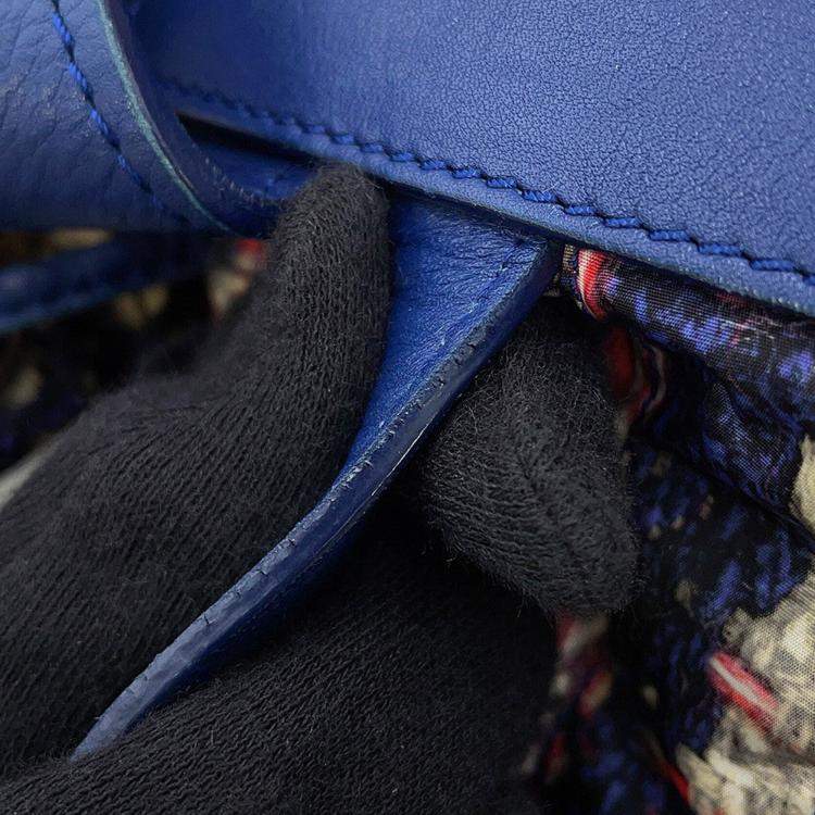 Pre Owned Chanel Cc Logo Tweed Print Backpack Blue/Multicolor Nylon Leather