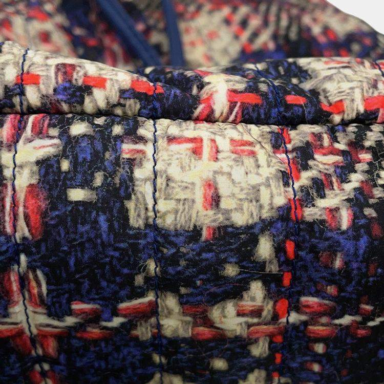 Pre Owned Chanel Cc Logo Tweed Print Backpack Blue/Multicolor Nylon Leather