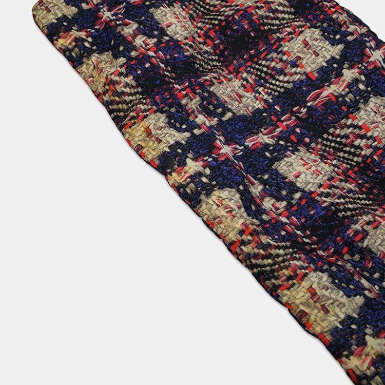 Pre Owned Chanel Cc Logo Tweed Print Backpack Blue/Multicolor Nylon Leather