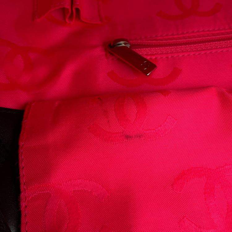 Pre Owned Chanel Cambon Line Tote Bag Black Lambskin Size Large