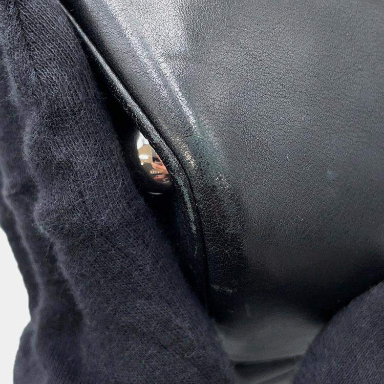 Pre Owned Chanel Cambon Line Tote Bag Black Lambskin Size Large