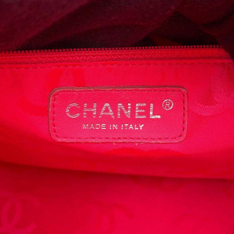 Pre Owned Chanel Cambon Line Tote Bag Black Lambskin Size Large