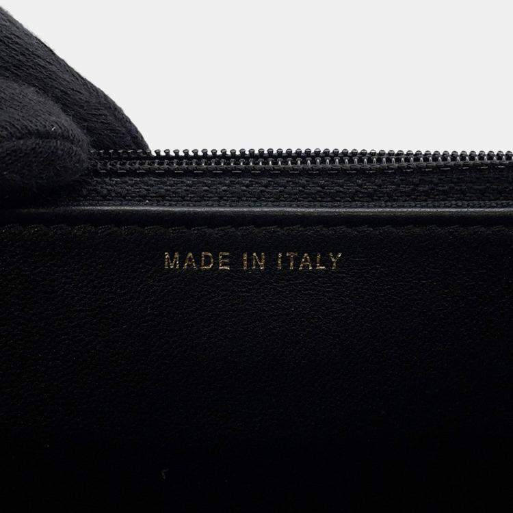 Pre Owned Chanel Pearl Chain Wallet Black Lambskin