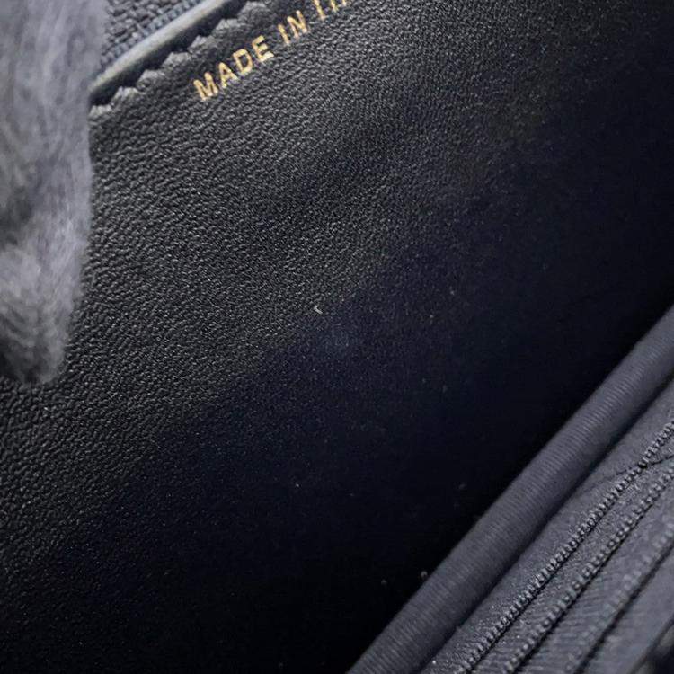 Pre Owned Chanel Pearl Chain Wallet Black Lambskin