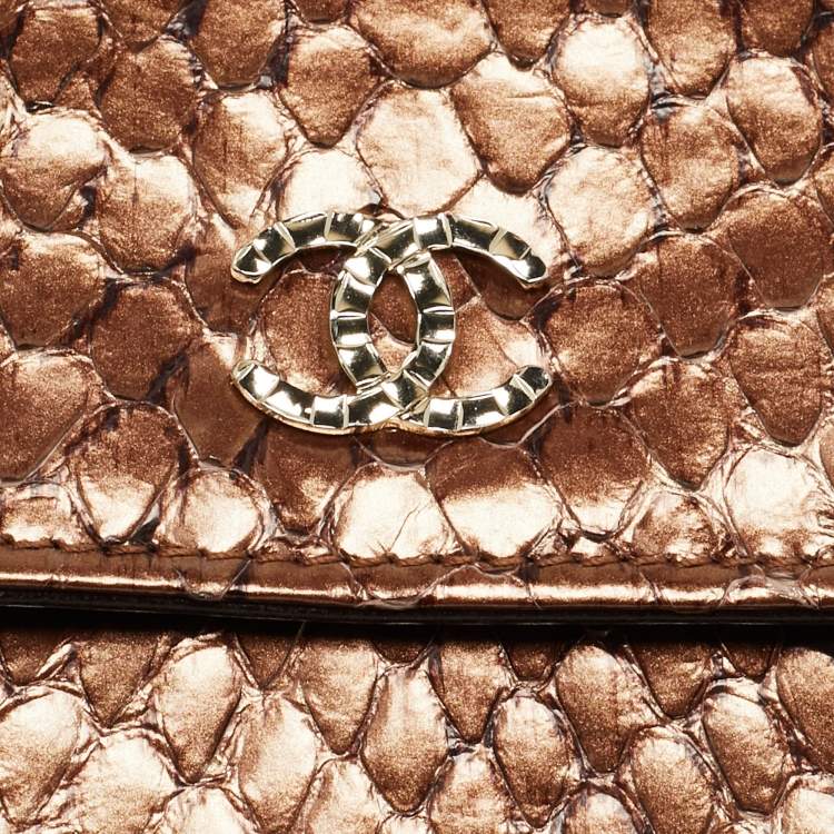 Pre Owned Chanel CC Brown Python Continental Wallet