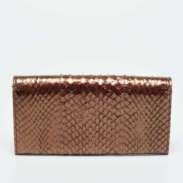 Pre Owned Chanel CC Brown Python Continental Wallet