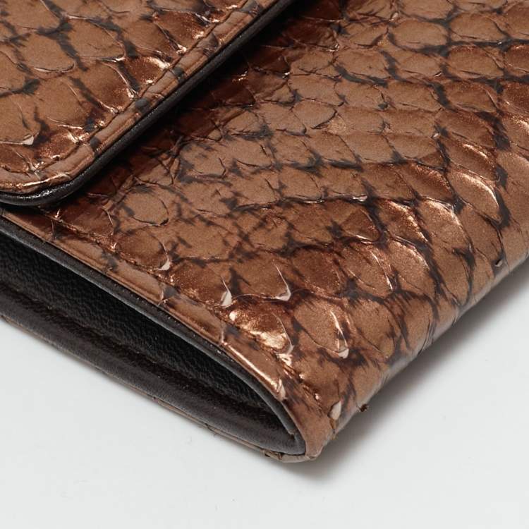 Pre Owned Chanel CC Brown Python Continental Wallet