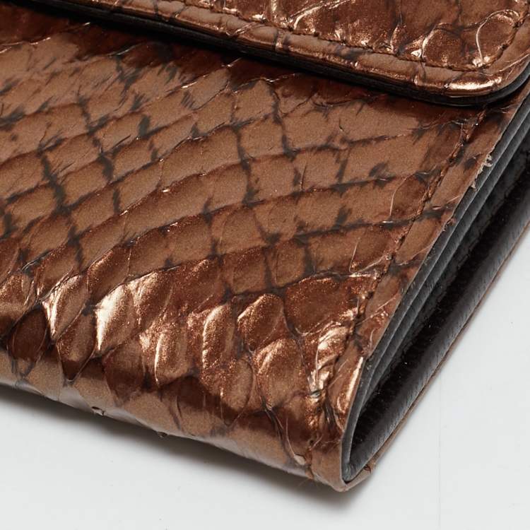 Pre Owned Chanel CC Brown Python Continental Wallet
