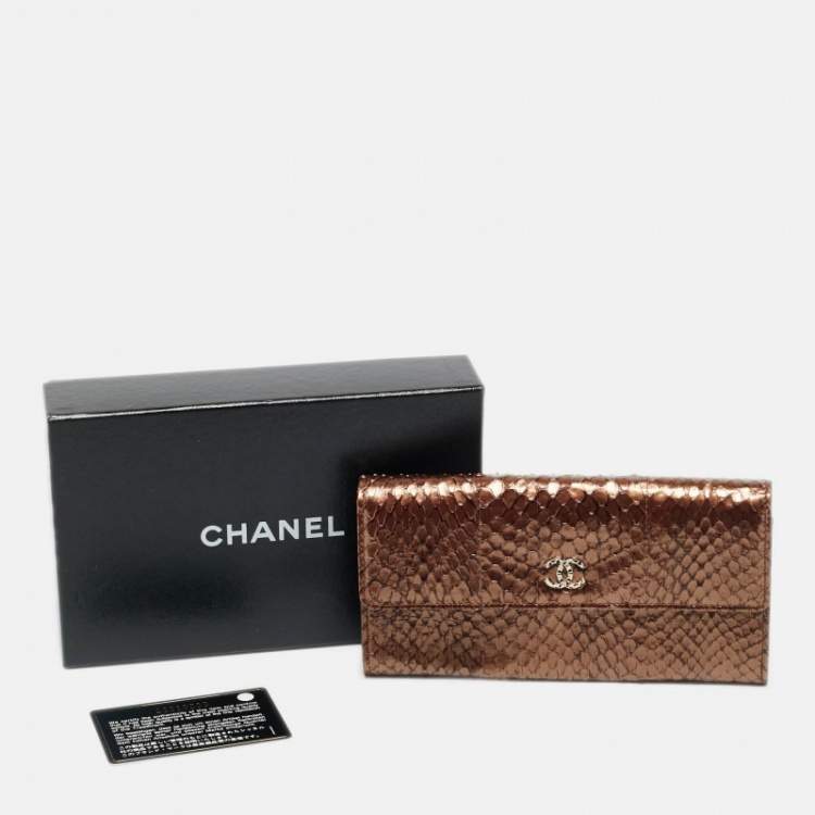 Pre Owned Chanel CC Brown Python Continental Wallet
