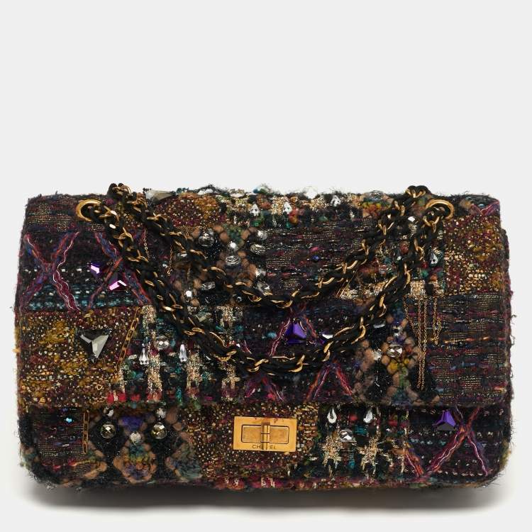 Pre Owned Chanel 2.55 Reissue Paris Byzance 227 Multicolor Lasage Tweed Jeweled Flap Bag