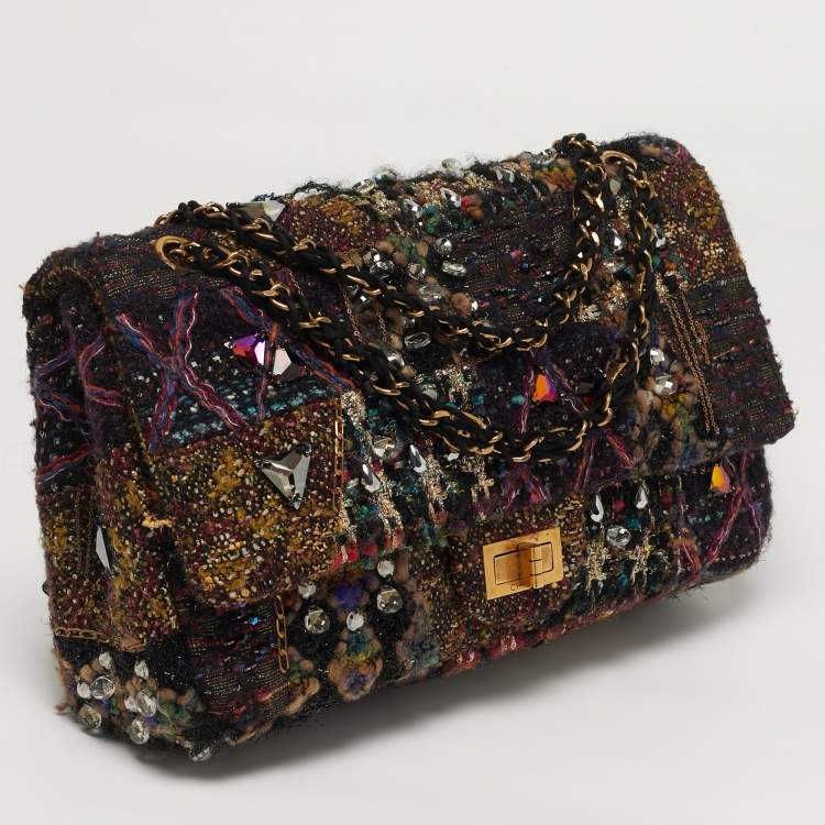 Pre Owned Chanel 2.55 Reissue Paris Byzance 227 Multicolor Lasage Tweed Jeweled Flap Bag