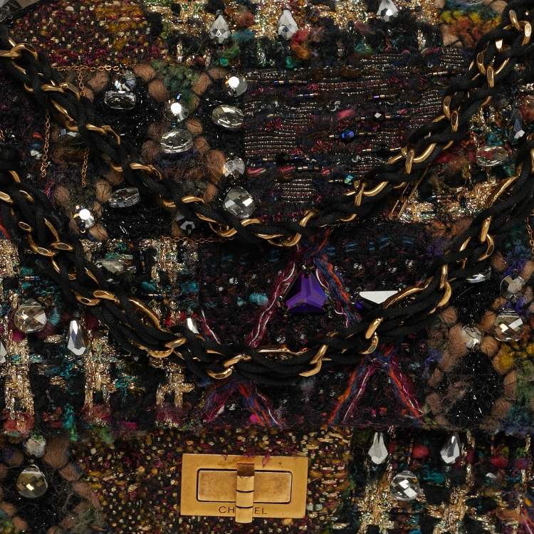 Pre Owned Chanel 2.55 Reissue Paris Byzance 227 Multicolor Lasage Tweed Jeweled Flap Bag