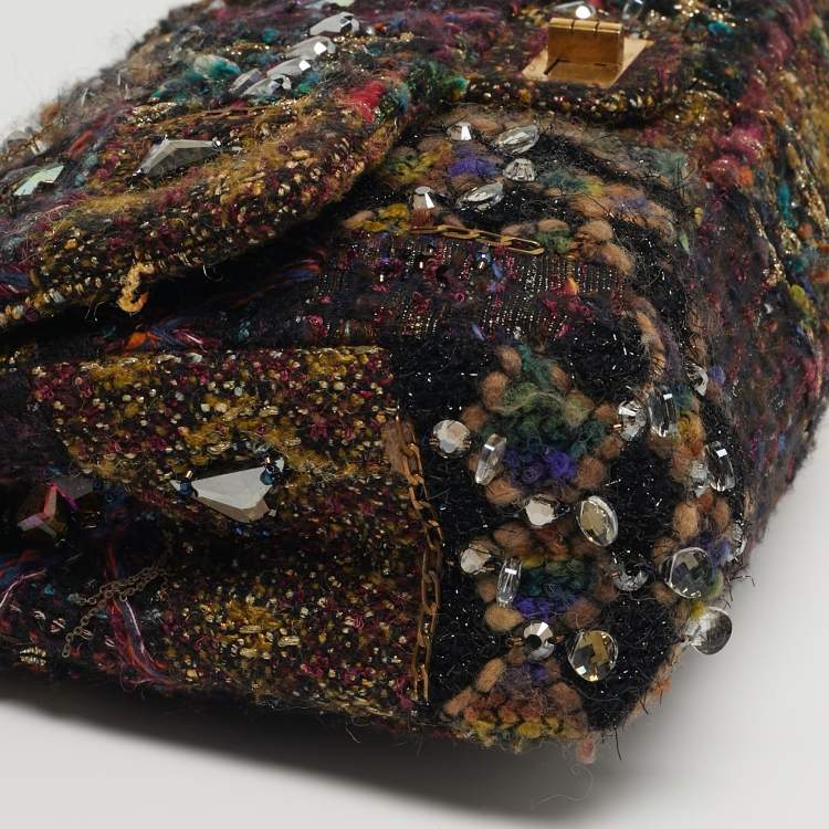 Pre Owned Chanel 2.55 Reissue Paris Byzance 227 Multicolor Lasage Tweed Jeweled Flap Bag