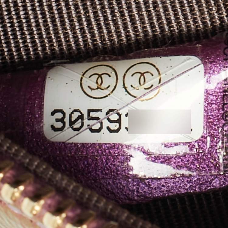 Pre Owned Chanel CC Purple Iridescent Quilted Leather Chain Clutch