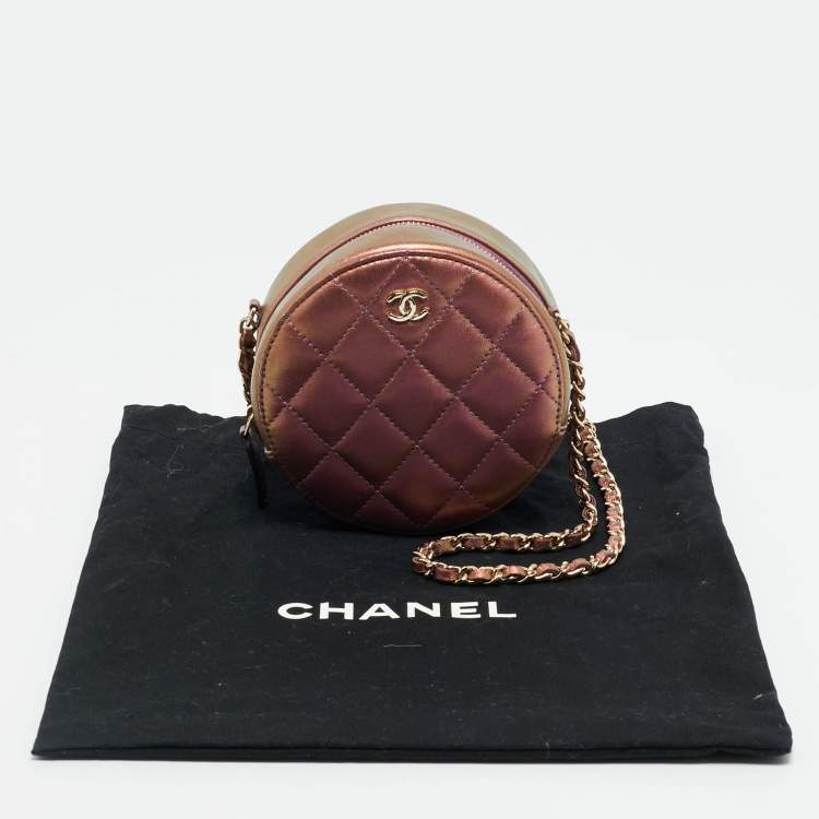 Pre Owned Chanel CC Purple Iridescent Quilted Leather Chain Clutch