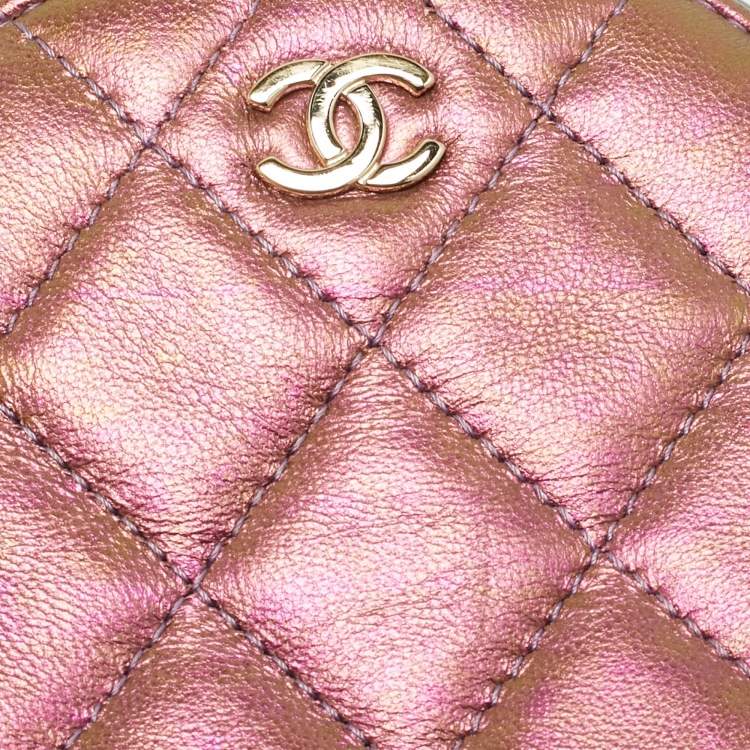 Pre Owned Chanel CC Purple Iridescent Quilted Leather Chain Clutch
